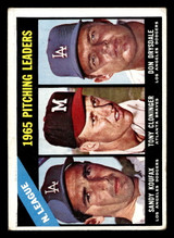 1966 Topps #223 Sandy Koufax/Tony Cloninger/Don Drysdale NL Pitching Leaders Very Good  ID: 410703