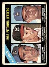 1966 Topps #223 Sandy Koufax/Tony Cloninger/Don Drysdale NL Pitching Leaders Good  ID: 410705
