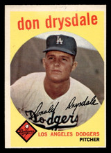 1959 Topps #387 Don Drysdale Ex-Mint Writing on Card 