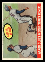 1959 Topps #467 Hank Aaron Aaron Clubs World Series Homer Excellent+  ID: 417358