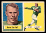 1957 Topps #2 Pete Retzlaff Excellent RC Rookie Writing on Back  ID: 417847