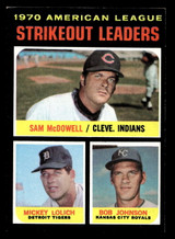 1971 Topps #71 Sam McDowell/Mickey Lolich/Bob Johnson AL Strikeout Leaders Ex-Mint  ID: 417966