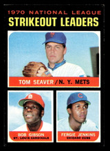 1971 Topps #72 Tom Seaver/Bob Gibson/Fergie Jenkins NL Strikeout Leaders Excellent+  ID: 417967