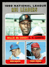 1970 Topps #63 Willie McCovey/Ron Santo/Tony Perez N.L. RBI Leaders Near Mint  ID: 418879