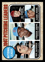 1968 Topps #9 Mike McCormick/Fergie Jenkins/Jim Bunning/Claude Osteen N.L. Pitching Leaders Excellent+  ID: 424669