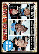 1968 Topps #9 Mike McCormick/Fergie Jenkins/Jim Bunning/Claude Osteen N.L. Pitching Leaders Ex-Mint  ID: 424671