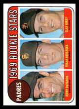1969 Topps #637 Jerry DaVanon/Frank Reberger/Clay Kirby Padres Rookies Ex-Mint RC Rookie  ID: 428494