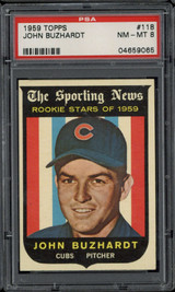 1959 Topps #118 John Buzhardt PSA 8 NM-Mint Cubs Rookie Stars