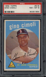 1959 Topps #418 Gino Cimoli PSA 8 NM-Mint Cardinals