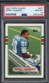 1989 Topps Traded #83T Barry Sanders PSA 10 Gem Mint Lions RC ID: 432021