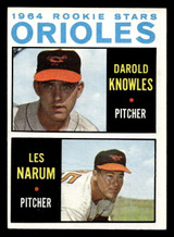 1964 Topps #418 Darold Knowles/Buster Narum Orioles Rookies Excellent+ RC Rookie  ID: 437086