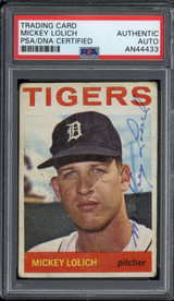 Mickey Lolich 1964 Topps #128 Signed Auto PSA/DNA Slabbed Tigers Rookie RC