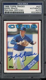 Mark Grace 1988 Topps Traded #42T Signed Auto PSA/DNA Slabbed Cubs RC