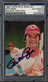 Pete Rose 1986 Topps Pete Rose Set #1 Signed Auto PSA/DNA Slabbed Reds