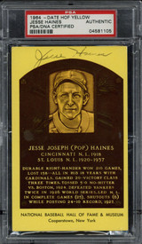 Jesse Haines Yellow HOF postcard Signed Auto PSA/DNA Slabbed Cardinals ID: 437693