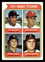 1974 Topps #605 Vic Albury/Ken Frailing/Kevin Kobel/Frank Tanana Rookie Pitchers Ex-Mint RC Rookie 1974 Topps #605 Vic Albury/Ken Frailing/Kevin Kobel/Frank Tanana Rookie Pitchers Ex-Mint RC Rookie