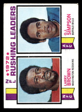 1973 Topps #1 Larry Brown/O.J. Simpson 1972 Rushing Leaders Very Good 