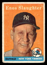 1958 Topps #142 Enos Slaughter Good Writing on Back 1958 Topps #142 Enos Slaughter Good Writing on Back