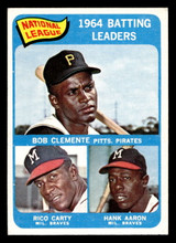 1965 Topps #2 Roberto Clemente/Rico Carty/Hank Aaron NL Batting Leaders Ex-Mint  ID: 440742