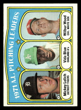 1972 Topps #94 Mickey Lolich/Vida Blue/Wilbur Wood AL Pitching Leaders Ex-Mint  ID: 441453