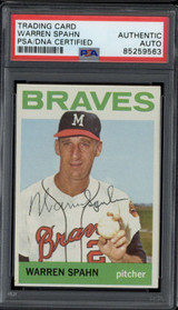 Warren Spahn 1964 Topps #400 Signed Auto PSA/DNA Slabbed Braves