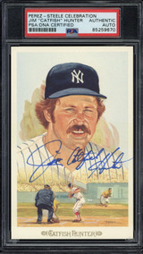 Jim Catfish Hunter Perez-Steele Celebration Signed Auto PSA/DNA Slabbed Yankees postcard