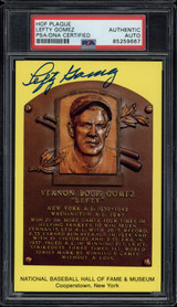 Lefty Gomez Yellow HOF Plaque Signed Auto PSA/DNA Slabbed Yankees postcard