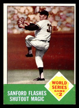 1963 Topps #143 World Series Game 2 Sanford Flashes Shutout Magic Ex-Mint  ID: 453975