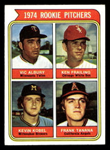 1974 Topps #605 Vic Albury/Ken Frailing/Kevin Kobel/Frank Tanana Rookie Pitchers Ex-Mint RC Rookie ID: 465068 1974 Topps #605 Vic Albury/Ken Frailing/Kevin Kobel/Frank Tanana Rookie Pitchers Ex-Mint RC Rookie ID: 465068