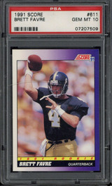 1991 Score #611 Brett Favre Falcons PSA 10 Gem Mint Rookie RC Cracked Holder 1991 Score #611 Brett Favre Falcons PSA 10 Gem Mint Rookie RC Cracked Holder