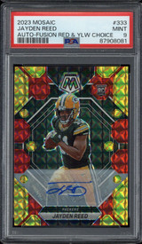 2023 Mosaic Auto Fusion Red Yellow Choice 333 Jayden Reed Packers PSA 9 Mint 2023 Mosaic Auto Fusion Red Yellow Choice 333 Jayden Reed Packers PSA 9 Mint