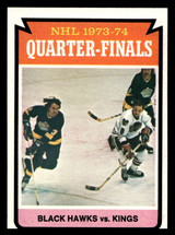 1974-75 Topps #212 Quarterfinals Blackhawks vs. Kings Near Mint ID: 475340 1974-75 Topps #212 Quarterfinals Blackhawks vs. Kings Near Mint ID: 475340