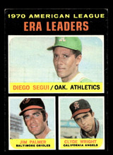 1971 Topps #67 Diego Segui/Jim Palmer/Clyde Wright AL ERA Leaders Excellent+ ID: 479585 1971 Topps #67 Diego Segui/Jim Palmer/Clyde Wright AL ERA Leaders Excellent+ ID: 479585