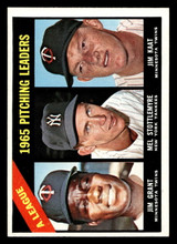 1966 Topps #224 Mudcat Grant/Mel Stottlemyre/Jim Kaat AL Pitching Leaders Near Mint 1966 Topps #224 Mudcat Grant/Mel Stottlemyre/Jim Kaat AL Pitching Leaders Near Mint