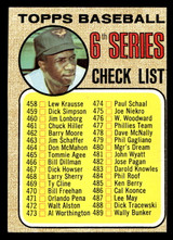 1968 Topps #454 Frank Robinson Checklist 458-533 Excellent+  ID: 494562