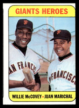 1969 Topps #572 Willie McCovey/Juan Marichal Giants Heroes Near Mint miscut 1969 Topps #572 Willie McCovey/Juan Marichal Giants Heroes Near Mint miscut