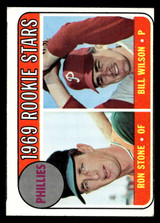 1969 Topps #576 Phillies Rookes Ron Stone/Bill Wilson Phillies Rookes Ex-Mint miscut 1969 Topps #576 Phillies Rookes Ron Stone/Bill Wilson Phillies Rookes Ex-Mint miscut