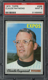1970 Topps #268 Claude Raymond Expos PSA 9 Mint 1970 Topps #268 Claude Raymond Expos PSA 9 Mint