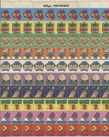 Circ 1980's Kellogg's Fun Stamps  1 complete sheet of 100 stamps  #*sku36878