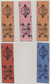 Circ 1940's Western Style 2 playing card colored uncut strips Lot of 9 #*sku36884 Circ 1940's Western Style 2 playing card colored uncut strips Lot of 9 #*sku36884