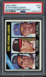 1966 Topps #223 NL Pitching Leaders Koufax Drysdale PSA 7 Near Mint 1966 Topps #223 NL Pitching Leaders Koufax Drysdale PSA 7 Near Mint