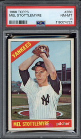 1966 Topps #350 Mel Stottlemyre Yankees PSA 8 NM-Mint 1966 Topps #350 Mel Stottlemyre Yankees PSA 8 NM-Mint