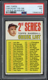 1967 Topps #103 Mickey Mantle Checklist Yankees PSA 7 Near Mint ID: 500130 1967 Topps #103 Mickey Mantle Checklist Yankees PSA 7 Near Mint ID: 500130