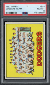 1967 Topps #503 Team Card Los Angeles Dodgers PSA 8 NM-Mint 1967 Topps #503 Team Card Los Angeles Dodgers PSA 8 NM-Mint