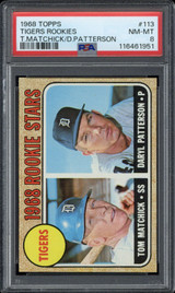 1968 Topps #113 Rookie Stars Matchick Patterson Tigers PSA 8 NM-Mint 1968 Topps #113 Rookie Stars Matchick Patterson Tigers PSA 8 NM-Mint