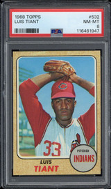 1968 Topps #532 Luis Tiant Indians PSA 8 NM-Mint 1968 Topps #532 Luis Tiant Indians PSA 8 NM-Mint