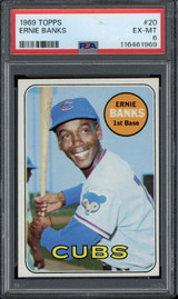 1969 Topps #20 Ernie Banks Cubs PSA 6 EX-Mint 1969 Topps #20 Ernie Banks Cubs PSA 6 EX-Mint