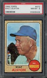 1968 Topps #472 Walt Alston Dodgers PSA 8 NM-Mint 1968 Topps #472 Walt Alston Dodgers PSA 8 NM-Mint