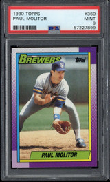 1990 Topps #360 Paul Molitor Brewers PSA 9 Mint 1990 Topps #360 Paul Molitor Brewers PSA 9 Mint