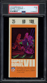 1973 Super Bowl VII 7 Dolphins Redskins Ticket Stub PSA 1.5 Fair Perfect Season